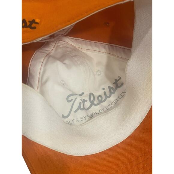 Titleist A-Flex Orange Script 1935 Adult L/XL Hat Cap White Blue Orange - Picture 7 of 8